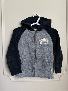 Roots Kids Black & Gray Zip Hoodie